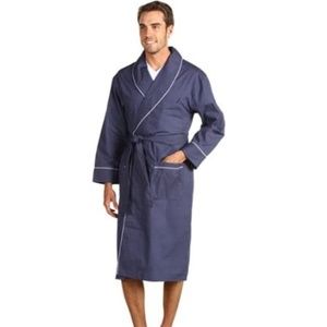 NEW NWT Nautica Men's Woven Mediterranean Robe Navy Blue Polka Dot Small Medium